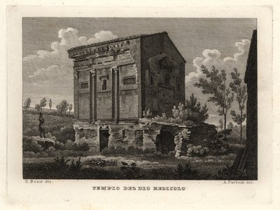 Vista das ruínas do Túmulo de Annia Regilla no Parque Caffarella, Tempio del Dio Redicolo, Roma de Unbekannt