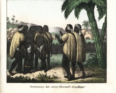 Cerimónia de casamento numa tribo do Senegal. Litografia para o livro: "Galerie complete en tableaux fideles des peuples d