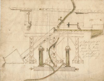 Quarta-feira - Um motor de inclinação: desenho a caneta e tinta, nº [c 1710] de Unbekannt