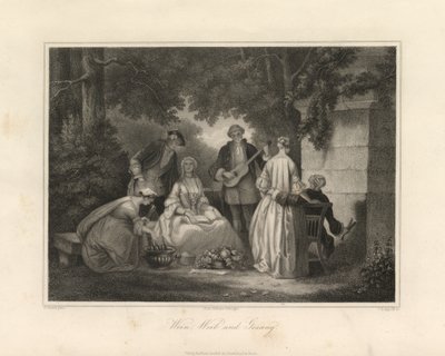 Vinho, mulheres e canto, Triest, c.1850 (gravura) de Unbekannter Künstler