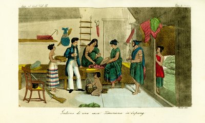 Mulheres jogando congkak em uma casa timorense em Kupang de Unbekannt