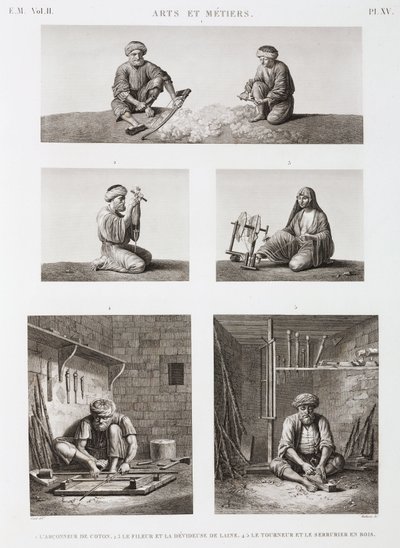 Trabalhadores de lã e de madeira, Egipto, c 1798 de Unbekannt