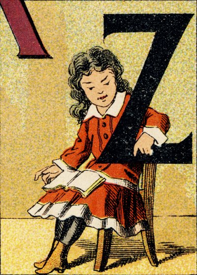 Z - Gravura extraída de ABCD des petites filles. Pellerin & Cie, editora de impressoras, Epinal, por volta de 1890. Série A. Dimensões : 19 x 13,5 cm. de Unbekannt