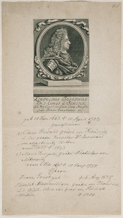 Marechal de Campo Leopold Joseph von Schlik de Unbekannter Stecher