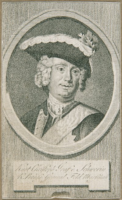 O marechal de campo prussiano Kurt Christoph Graf von Schwerin de Unbekannter Stecher