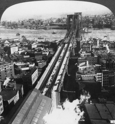 Ponte de Brooklyn, Nova York, Nova York, EUA, final do século XIX ou início do século XX. de Underwood and Underwood