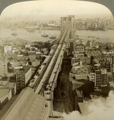 Ponte de Brooklyn, Nova Iorque, EUA. de Underwood and Underwood