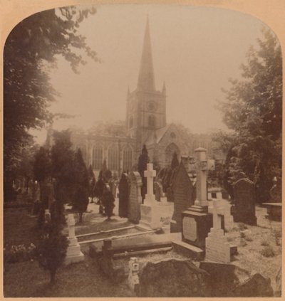 Igreja em Stratford-on-Avon, Inglaterra - onde estão os restos mortais de Shakspeare, 1900. de Underwood and Underwood