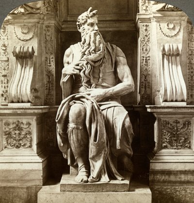 Estátua de Michelangelos de Moses, igreja de San Pietro em Vincoli, Roma, Itália. de Underwood and Underwood