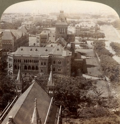 Sobre Universidade e Secretariado Sq. torre, S. da torre de Rajabai, Bombaim, Índia, 1903. de Underwood and Underwood