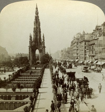 Princes Street e Scott Monument, Edimburgo, Escócia, c final do século XIX. de Underwood and Underwood