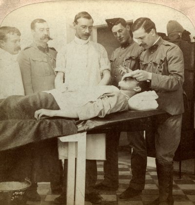Soldado que caiu na frente, Hospital Wynberg, Cidade do Cabo, África do Sul, Guerra dos Bôeres, 1899-1902 de Underwood and Underwood