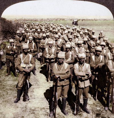 A brigada dos guardas na marcha a Kroonstadt, África do Sul, guerra dos bôeres, 1900. de Underwood and Underwood
