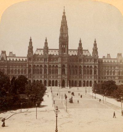 O grande Rathhaus, Viena, Áustria Torre de 320 pés de altura, 1899. de Underwood and Underwood