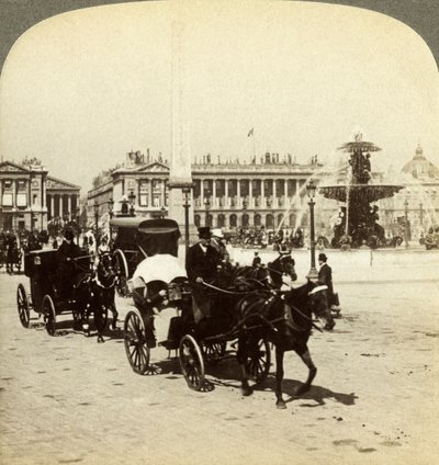O obelisco e a fonte, Place de la Concorde, Paris, França, século XIX. de Underwood and Underwood