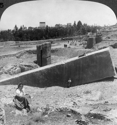 As ruínas de Baalbek Balabakk, Síria, 1900. de Underwood and Underwood