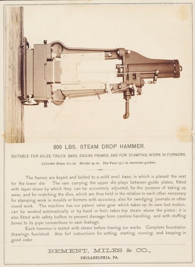 [Martelo a vapor, Bement, Miles and Company, Filadélfia] de Unidentified