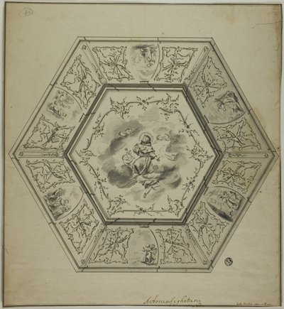 Desenho do teto com Santo António de Pádua rodeado de episódios da sua vida e símbolos do martírio dos apóstolos de Unknown