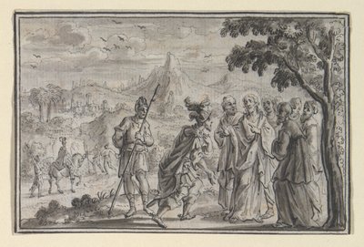 Centurião suplicando a Cristo (?) (Lucas 7, Mt 8), uma das quatro cenas da Vida de Cristo de Unknown