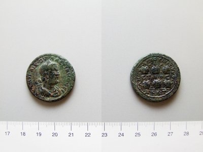 Moeda de Valeriana, Imperador de Roma; Gallienus, Imperador de Roma de Anazarbus de Unknown
