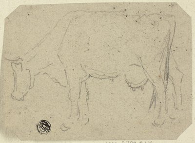 Vaca Pastando (reto); Cabeça de um animal (verso) de Unknown
