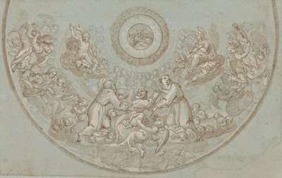 Projeto para uma abside com frades franciscanos e grupos de anjos de Unknown