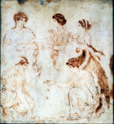 Jogadores de dados, Herculano, século I dC (pintura de encaustica em mármore) de Unknown