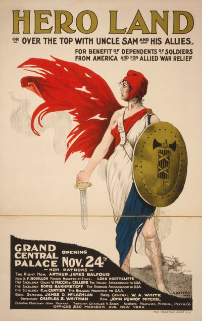 Cartaz francês da terra do herói de Unknown