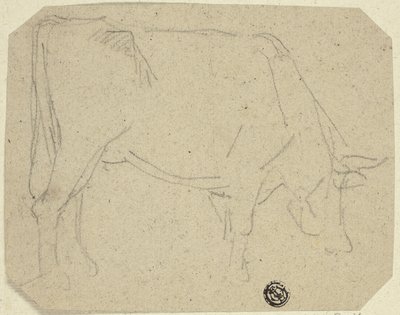 Vaca Pastando (Virada à Direita) (reto); Traseiros de um Cavalo (verso) de Unknown