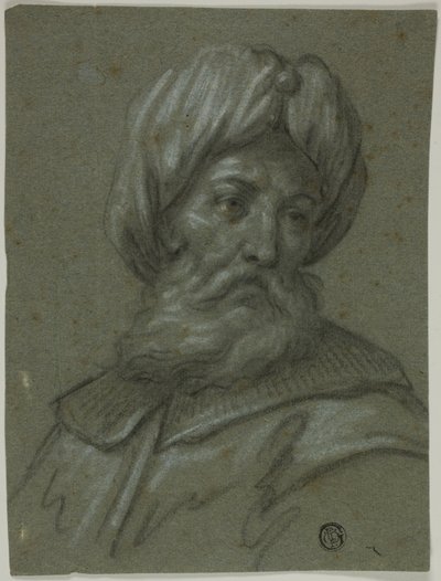 Cabeça de um velho com turbante e barba de Unknown