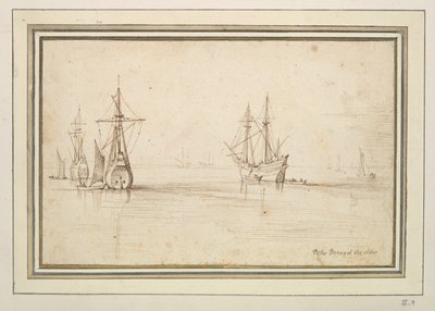 Navios de alto mar na âncora em águas calmas de Unknown