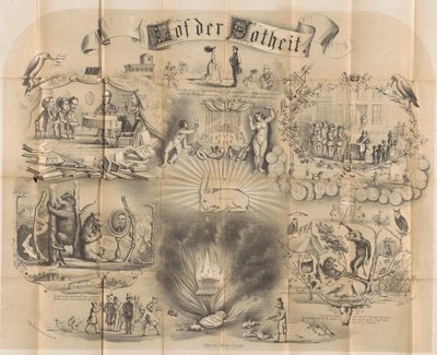 Desenho animado em Delft Student Almanac, 1869
Lof der Zotheit (título sobre o objecto) de Unknown