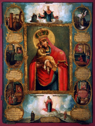 A Mãe de Deus Nossa Senhora de Pochaev, ícone russo, segunda metade do século XVIII de Unknown