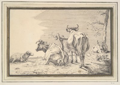Três vacas e uma ovelha de Unknown