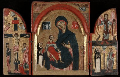 Tríptico: Virgem e Criança com Santos Domingos e Francisco; A Crucificação; São Miguel com os Santos Pedro Mártir e Catarina de Alexandria de Unknown