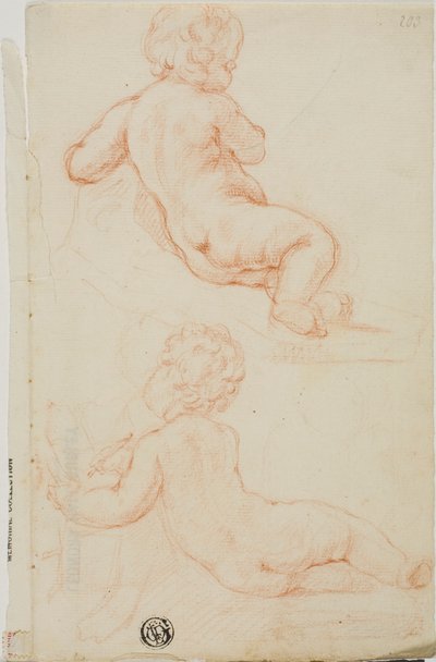 Dois Putti vistos de costas, um escrito de Unknown