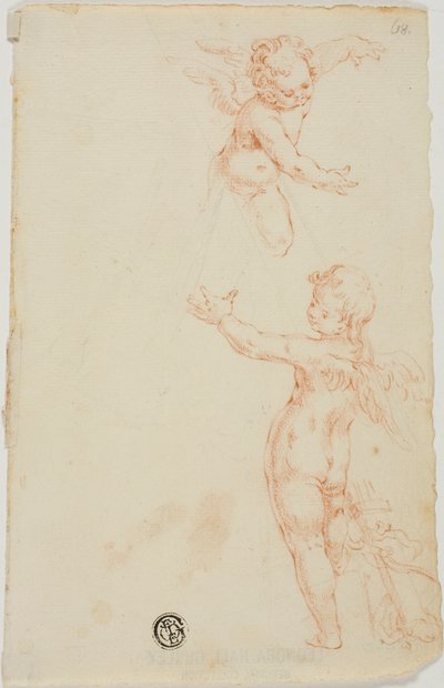 Dois Putti Alados, Um Voador de Unknown