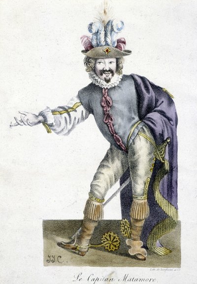 Teatro do século XVI: Capitan Matamore, Arts Deco. de Unknown artist