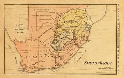 1899 mapa da África do Sul durante a Segunda Guerra da Boer (gravura a cores) de Unknown artist