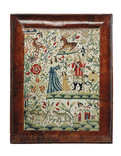 Uma foto de bordado de William e Mary, c.1690 (linho e lã) de Unknown artist