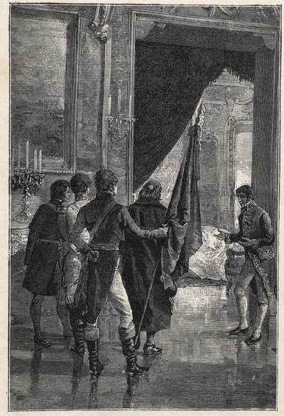 Uma delegação de Carbonari, a sociedade secreta nacionalista, é apresentada a Fernando I das Duas Sicílias (anteriormente Fernando IV de Nápoles) 1820 de Unknown artist