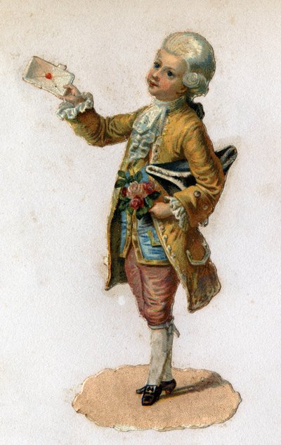 Um mensageiro (século 18) com uma carta selada. Cromolitografia por volta de 1890. de Unknown artist