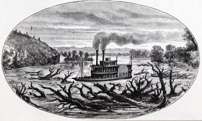 Um barco a vapor com pás no alto Missouri de Unknown artist