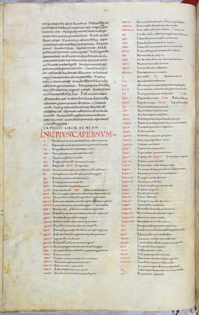 Uma página da Bíblia do século XI com o capítulo incipit do Livro dos Números de Unknown artist