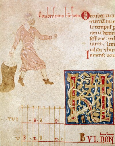 Uma semeadura camponesa, mês de Outubro. (miniatura de Unknown artist