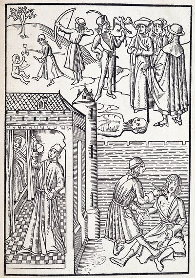Um urologista e cirurgião no século XV. de Unknown artist