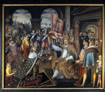 Abjuração de Henrique IV (1553 - 1610) em 1572 - pintura anónima do século XVI, Catedral de Tournai de Unknown artist