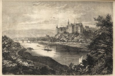 Castelo de Albrechtsburg - Saxônia - Alemanha - O castelo de Albrechtsburg na terra de Saxônia na Alemanha - gravura - 1866 de Unknown artist
