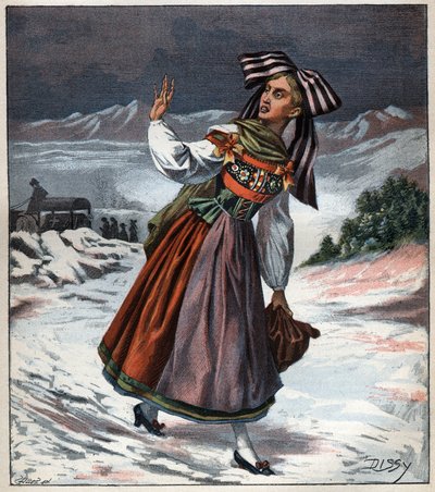 Mulher alsaciana em gravura de fantasia regional de 1892. de Unknown artist