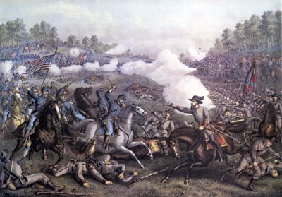 Guerra Civil Americana (1861 - 1865): Batalha de Opequon ou Terceira Batalha de Winchester, Virgínia 19 de Setembro de 1864. Gravura do século XIX. de Unknown artist